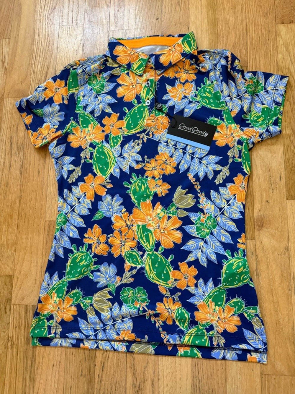 GOOD GOOD WOMENS FLORAL GOLF POLO XSMALL NEW